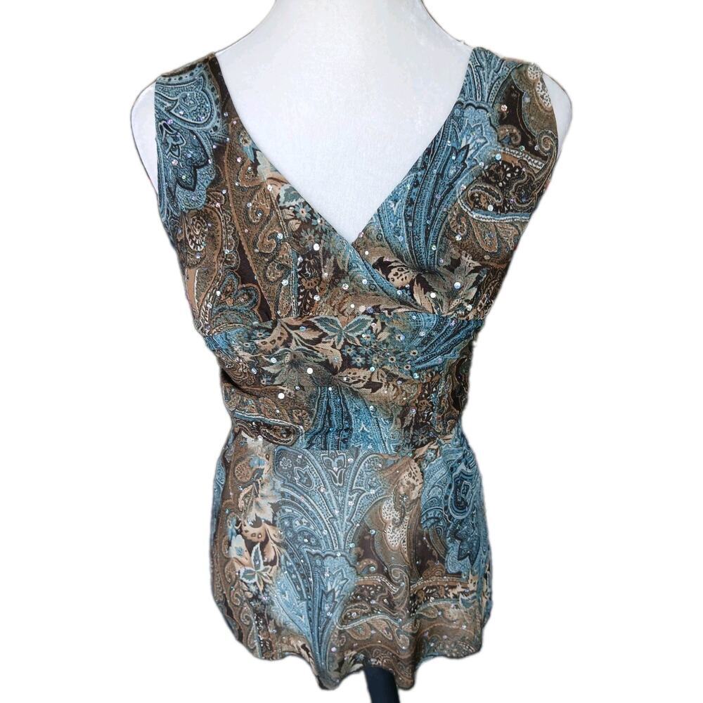 Vintage Womens Y2K Babydoll Top Size Small Sequins Tie Fairiecore Whimsigoth‎